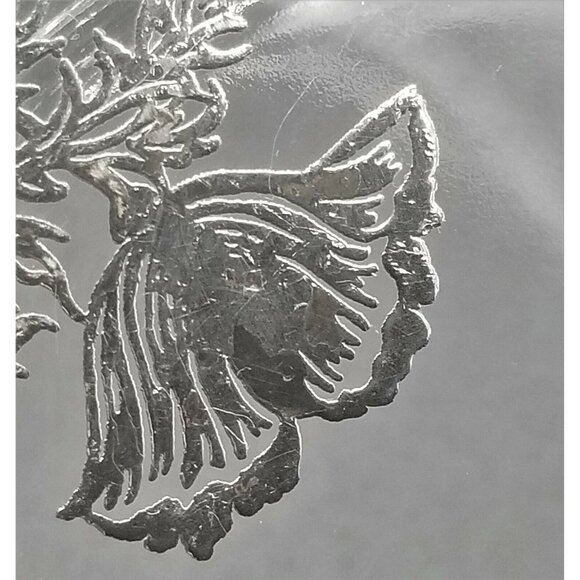 Sterling Silver Floral Overlay Glass Candy Dish Scalloped 2 Reticulated Handles - Picture 10 of 10